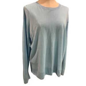 XL Nordstrom Signature Womens Blue Sweater Linen Blend Pullover